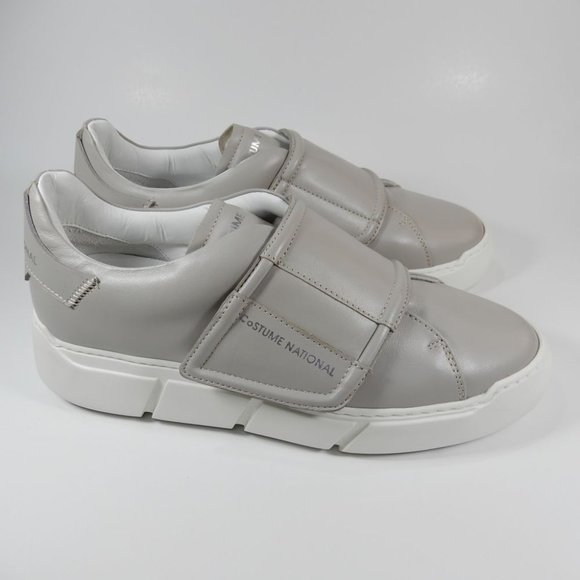 COSTUME NATIONAL Leather Touch-Strap Platform SNEAKERS Size 38 7.5 Gray NEW $425 - Picture 5 of 14